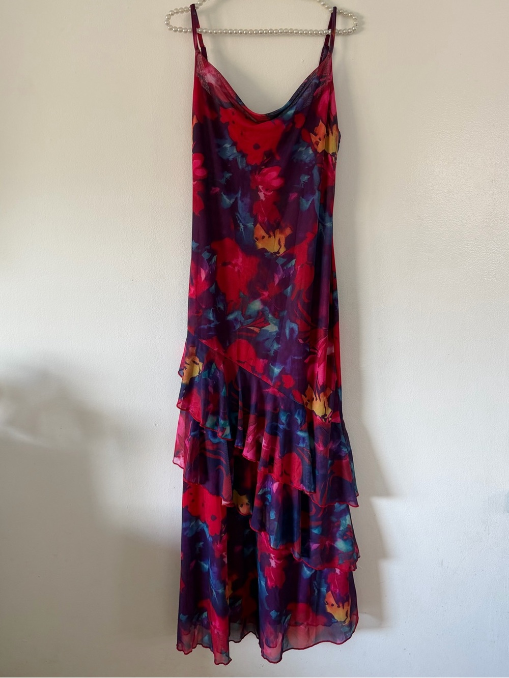 Floral Cowl Neck Maxi Dress in Purple and Pink
